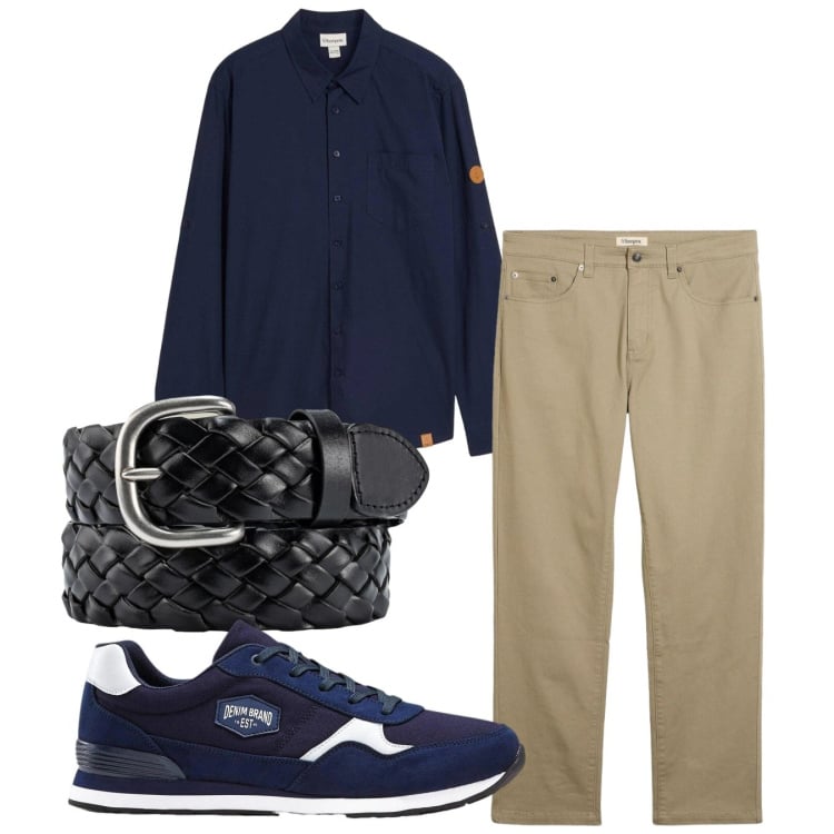 Outfit uomo - Total look #2374499. Stile Casual per Tutti i giorni. Abbinamento con sneakers, camicie, pantaloni, cinture.