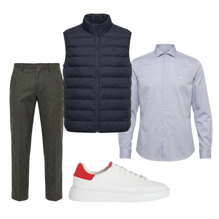 Outfit uomo - Total look #2374500. Stile Urban per Tutti i giorni. Abbinamento con piumini, sneakers, pantaloni chino, camicie.