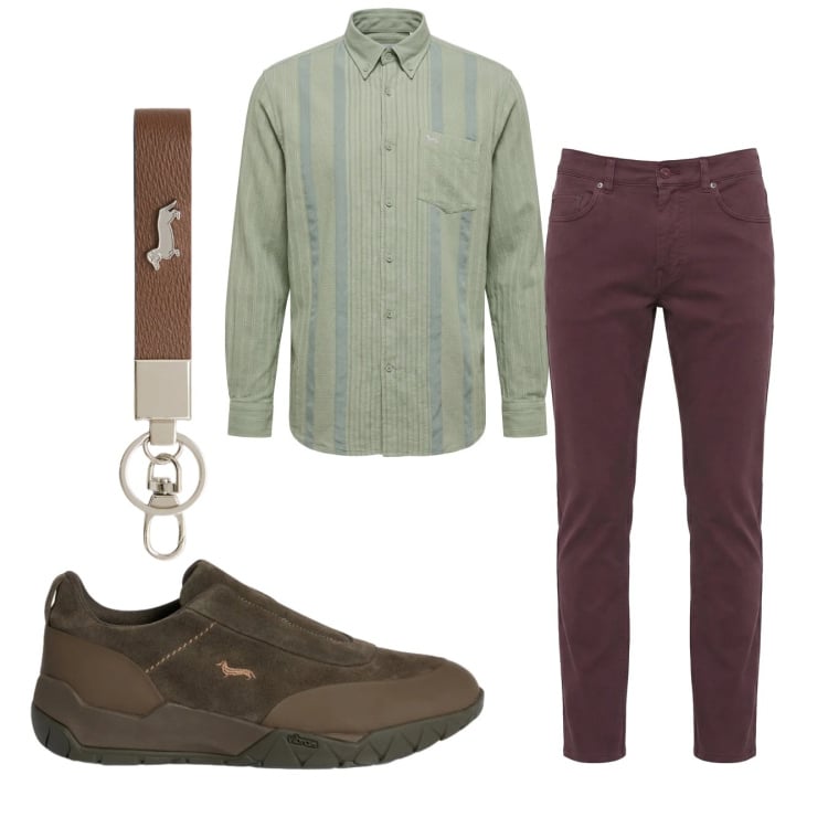 Outfit uomo - Total look #2374509. Stile Casual per Tutti i giorni. Abbinamento con portachiavi, pantaloni, camicie, sneakers.