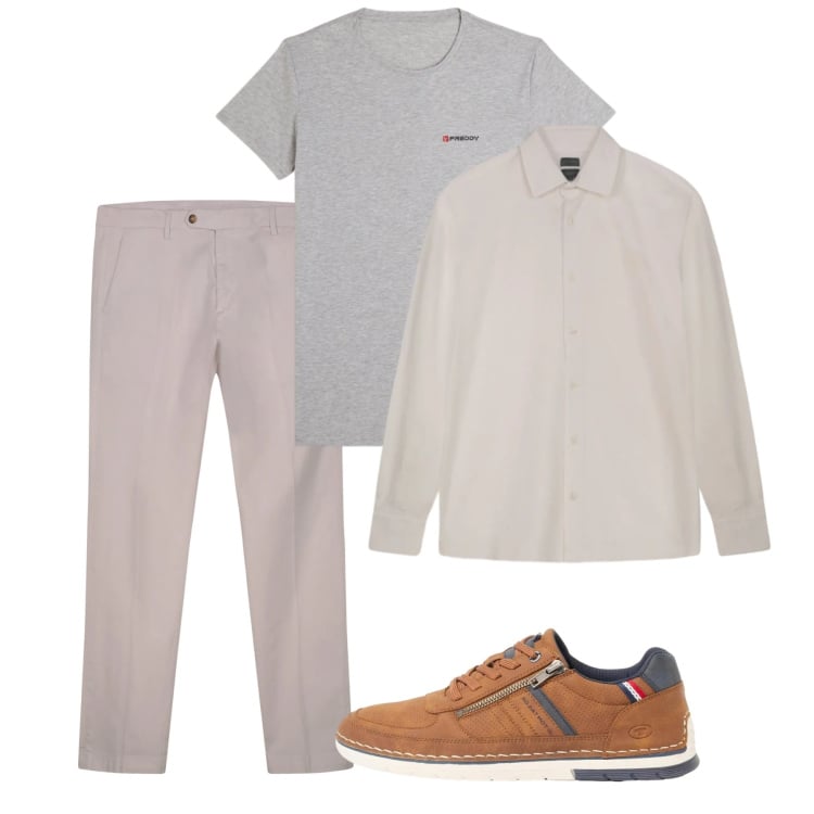 Outfit uomo - Total look #2374517. Stile Casual per Tutti i giorni. Abbinamento con sneakers, t-shirt, pantaloni chino, polo.