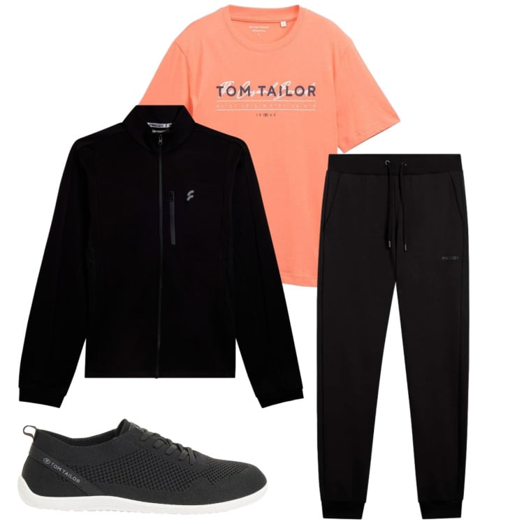 Outfit uomo - Total look #2374526. Stile Urban per Sport. Abbinamento con t-shirt, sneakers, pantaloni, felpe.