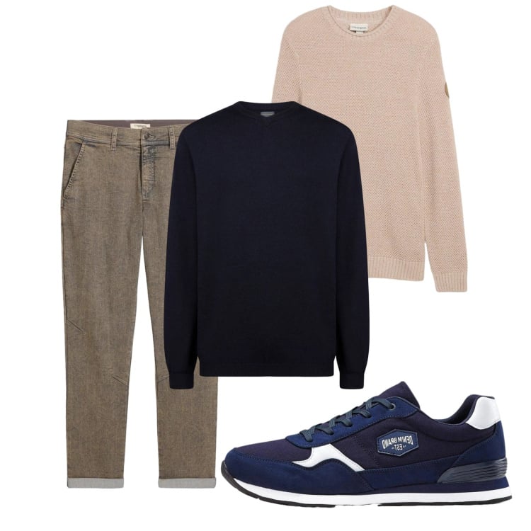 Outfit uomo - Total look #2374529. Stile Casual per Tutti i giorni. Abbinamento con sneakers, jeans dritti, maglieria, maglieria.
