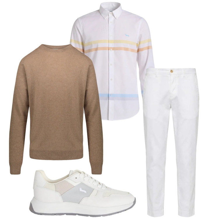 Outfit uomo - Total look #2374547. Stile Casual per Serata speciale. Abbinamento con sneakers, pantaloni chino, camicie, maglieria.