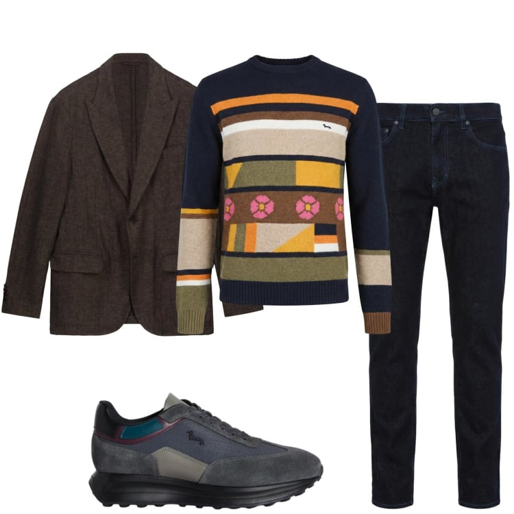 Outfit uomo - Total look #2374561. Stile Trendy per Tutti i giorni. Abbinamento con jeans, sneakers, pullovers, giacche.