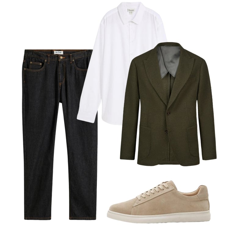 Outfit uomo - Total look #2374571. Stile Casual per Tutti i giorni. Abbinamento con jeans dritti, camicie, sneakers, giacche.