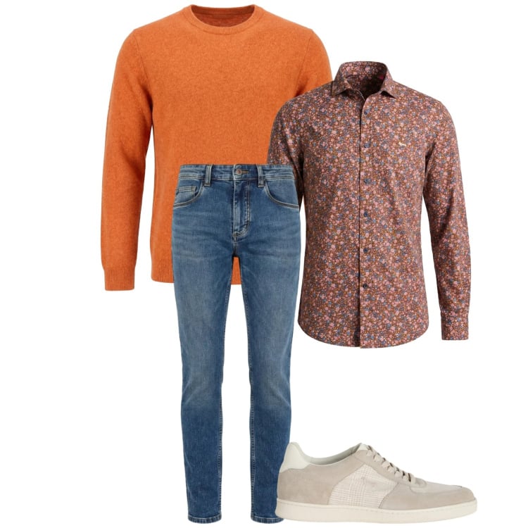 Outfit uomo - Total look #2374572. Stile Casual per Tutti i giorni. Abbinamento con jeans slim fit, sneakers, pullovers, camicie.