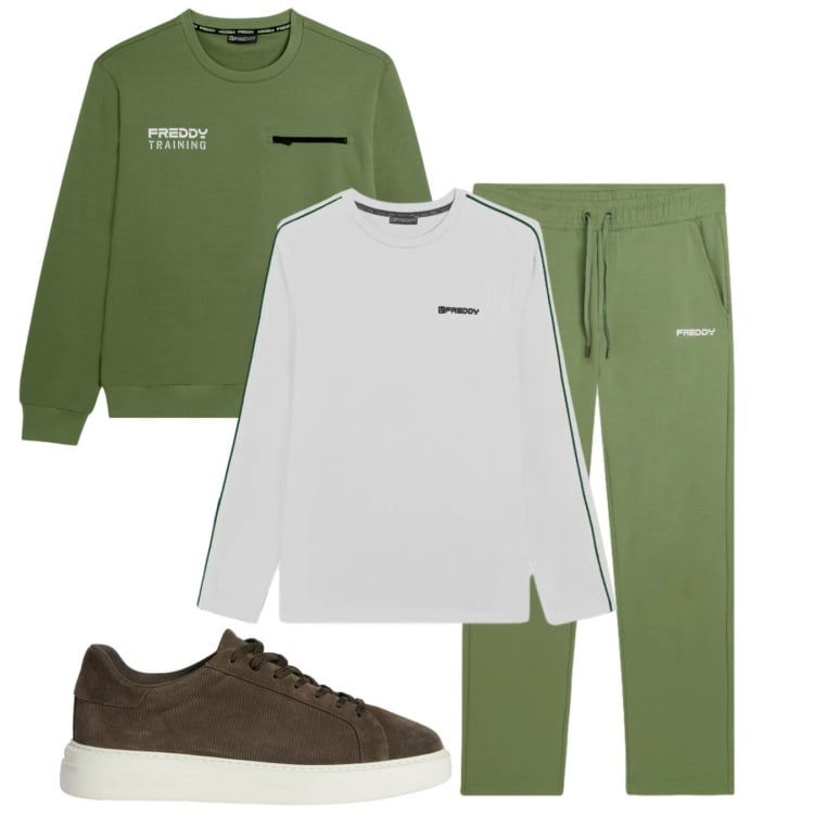 Outfit uomo - Sport. Stile Casual per Sport. Abbinamento con sneakers, pantaloni sportivi, felpe, t-shirt.