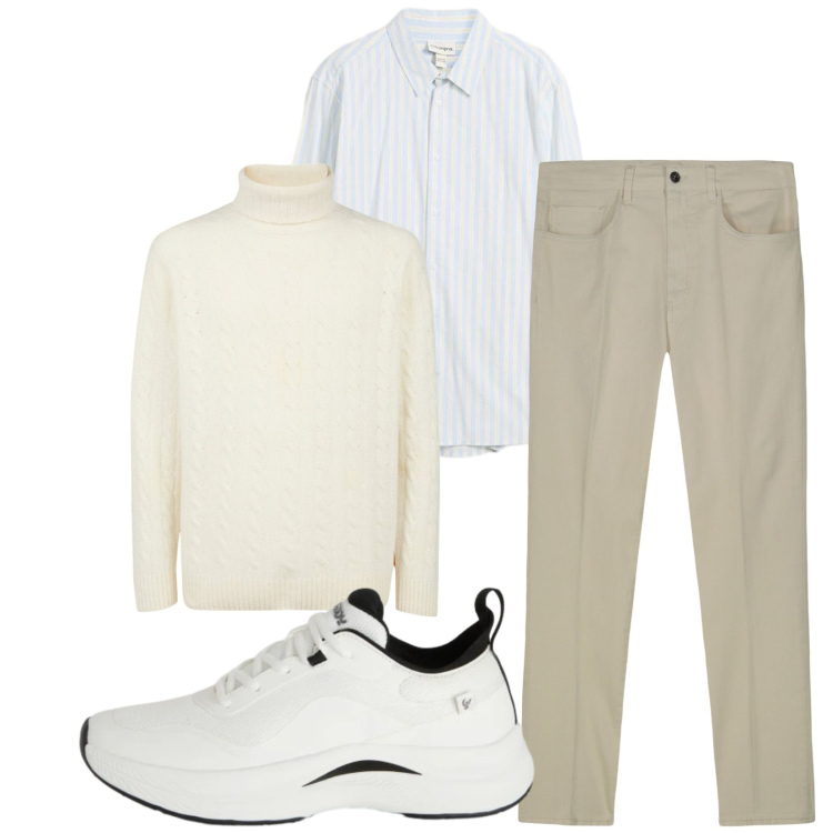 Outfit uomo - Total look #2374576. Stile Casual per Tutti i giorni. Abbinamento con camicie, sneakers, maglieria, pantaloni.