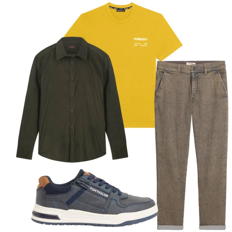 Outfit uomo - Total look #2374581. Stile Casual per Tutti i giorni. Abbinamento con jeans dritti, sneakers, t-shirt, camicie.