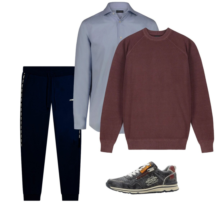 Outfit uomo - Marzo. Stile Casual per Tutti i giorni. Abbinamento con sneakers, pantaloni, maglieria, camicie.