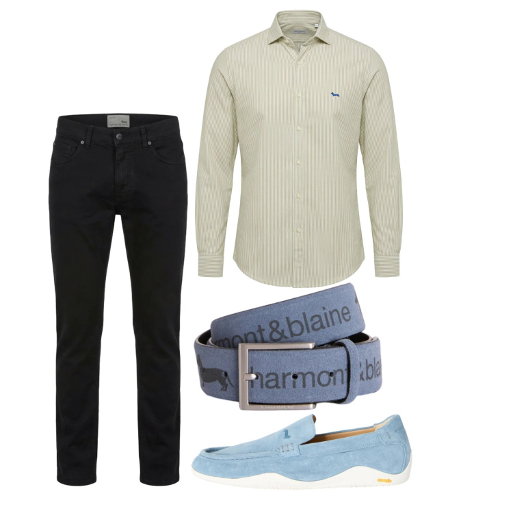 Outfit uomo - Total look #2374595. Stile Casual per Tutti i giorni. Abbinamento con cinture, scarpe stringate, pantaloni, camicie.