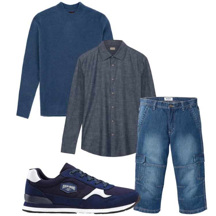 Outfit uomo - Total look #2374596. Stile Trendy per Tutti i giorni. Abbinamento con sneakers, jeans dritti, camicie, maglieria.