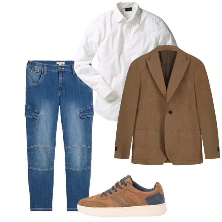 Outfit uomo - Total look #2374602. Stile Casual per Tutti i giorni. Abbinamento con camicie, jeans dritti, sneakers, giacche.
