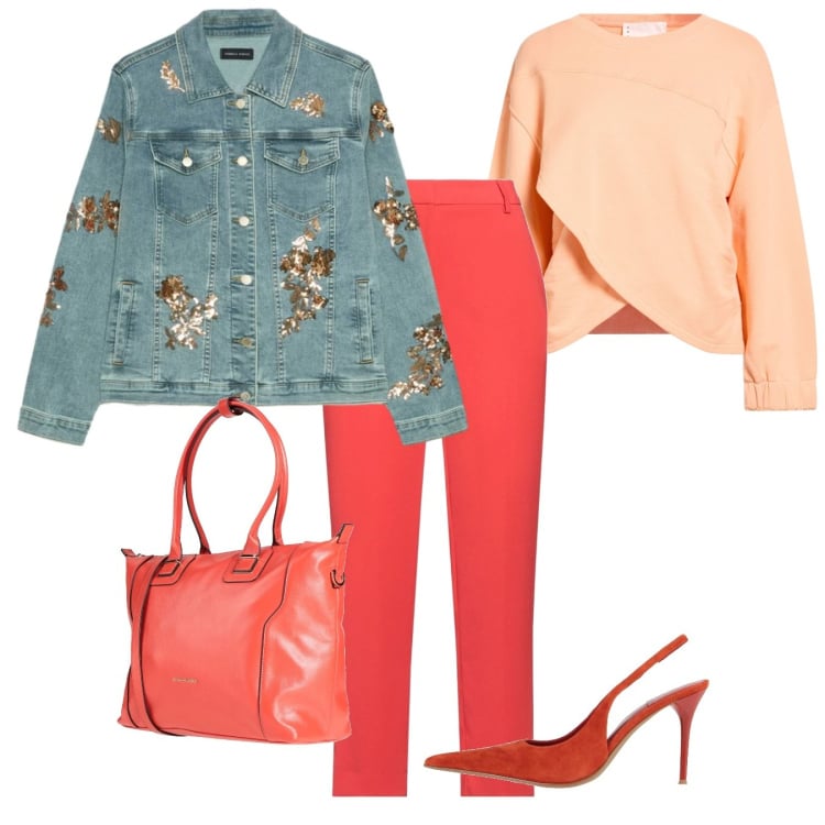 Outfit donna - Il giubbotto decorato. Stile Casual chic per Tutti i giorni. Abbinamento con felpe, décolleté, zaini, pantaloni, blazer.