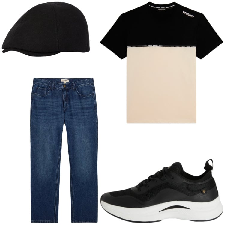 Outfit uomo - Total look #2374660. Stile Casual per Tutti i giorni. Abbinamento con jeans dritti, sneakers, t-shirt, cappelli e berretti.