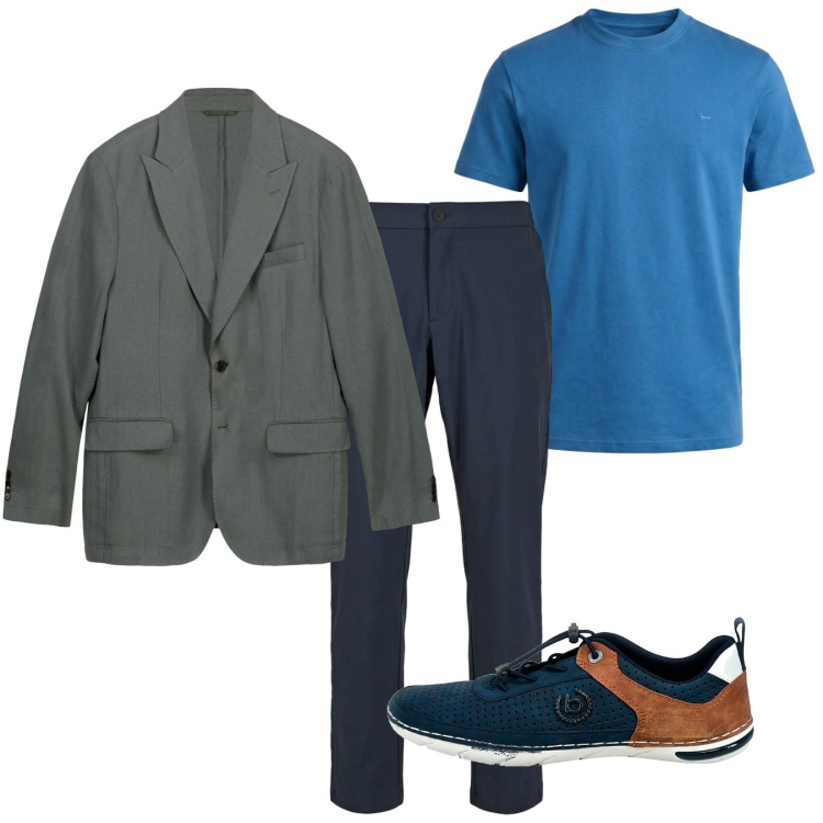 Outfit uomo - Blazer sempre. Stile Casual per Tutti i giorni. Abbinamento con t-shirt, giacche, pantaloni, scarpe stringate.