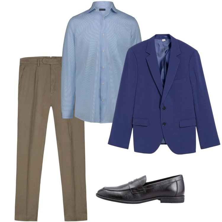 Outfit uomo - Azzurro oltremare. Stile Casual per Tutti i giorni. Abbinamento con giacche, pantaloni, camicie, scarpe stringate.
