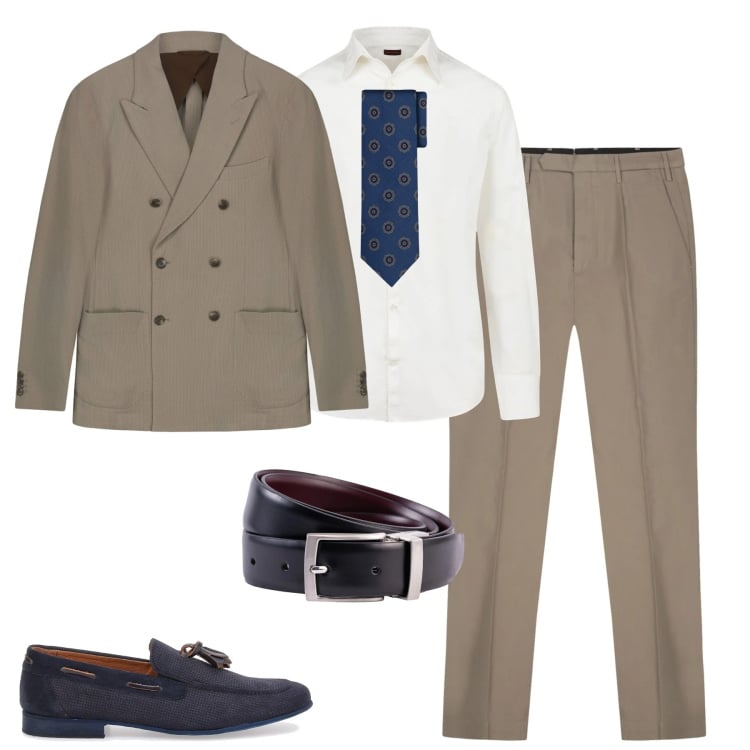 Outfit uomo - Lunedì business. Stile Business/Elegante per Tutti i giorni. Abbinamento con camicie, cravatte, cinture, giacche, pantaloni, scarpe stringate.