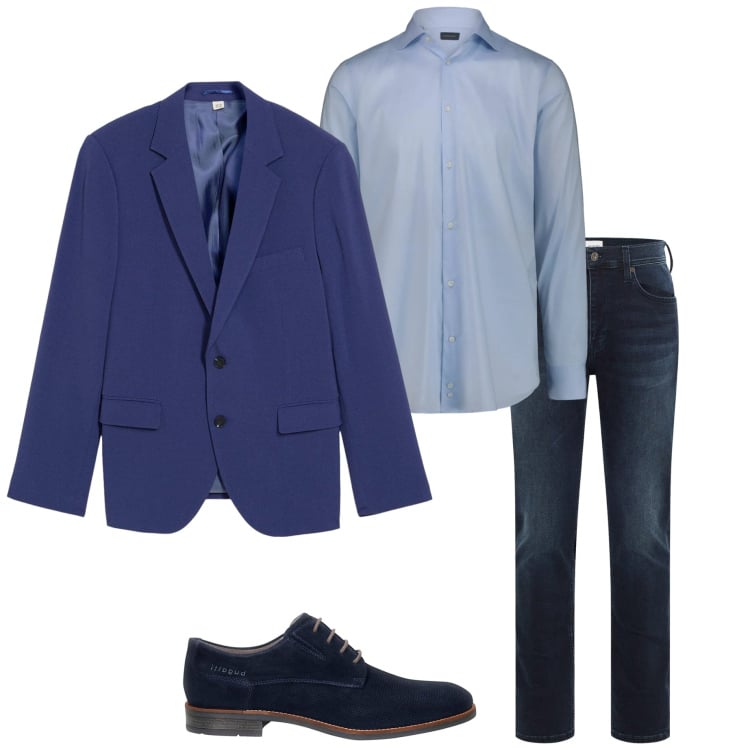 Outfit uomo - Giacca leggera. Stile Business/Elegante per Ufficio. Abbinamento con jeans slim fit, giacche, scarpe stringate, camicie.