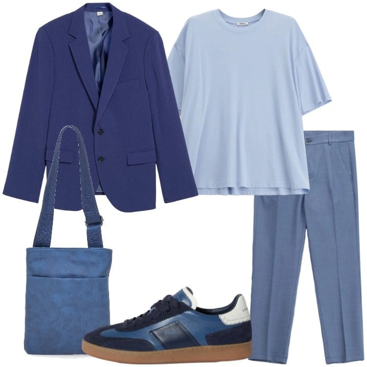 Outfit uomo - Giacca leggera di stagione. Stile Trendy per Tutti i giorni. Abbinamento con giacche, sneakers, t-shirt, pantaloni, portafogli.