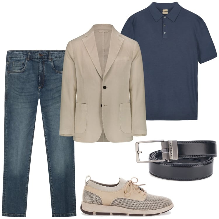 Outfit uomo - Stringate sportive per ogni occasione. Stile Business/Elegante per Ufficio. Abbinamento con giacche, scarpe stringate, polo, cinture, jeans.