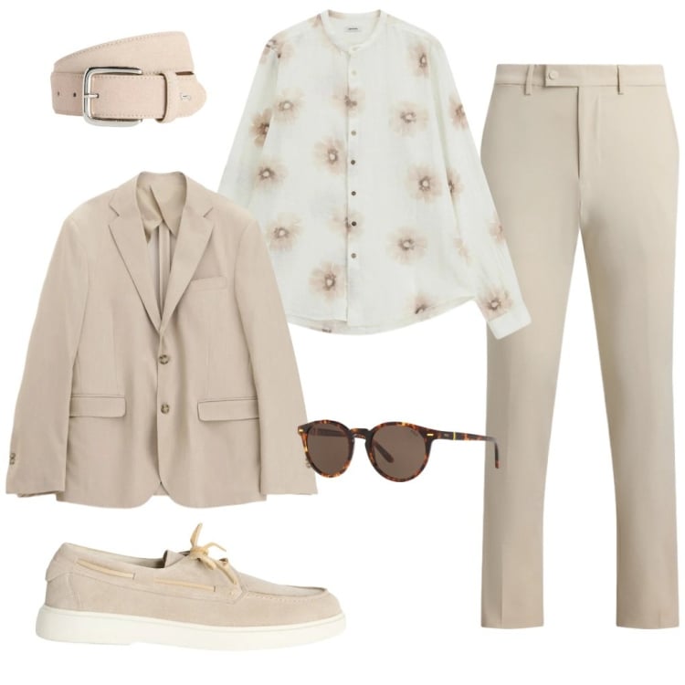 Outfit uomo - @che.sia.chiaro. Stile Casual per Tutti i giorni. Abbinamento con scarpe stringate, cinture, camicie, giacche, pantaloni, occhiali da sole.