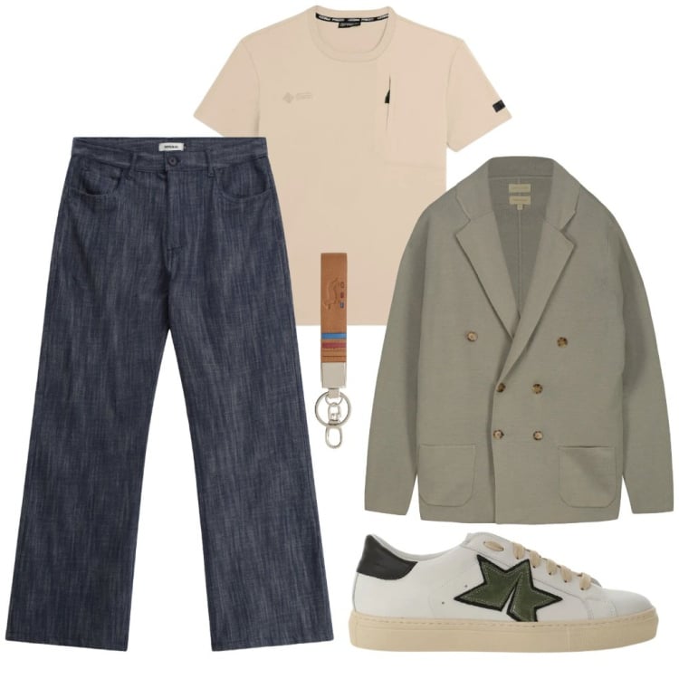 Outfit uomo - @cardigan.oversize. Stile Trendy per Tutti i giorni. Abbinamento con jeans, sneakers, portachiavi, t-shirt, cardigans.