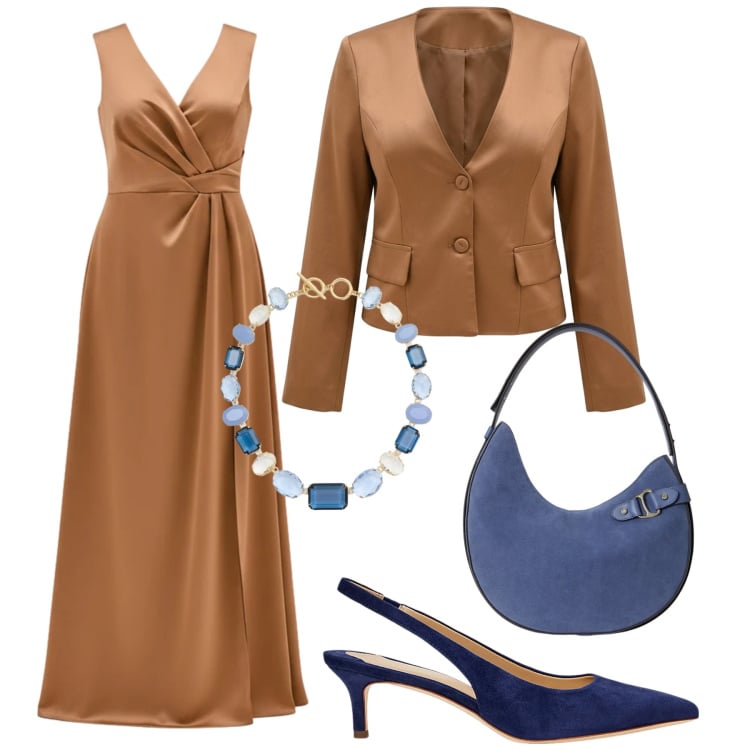 Outfit donna - Total look #2374947. Stile Chic per Cerimonia. Abbinamento con vestiti lunghi, blazer, décolleté, borse a spalla, collane.