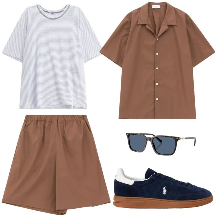 Outfit uomo - #leggerezza. Stile Trendy per Tutti i giorni. Abbinamento con t-shirt, camicie a manica corta, bermuda, occhiali da sole, sneakers.