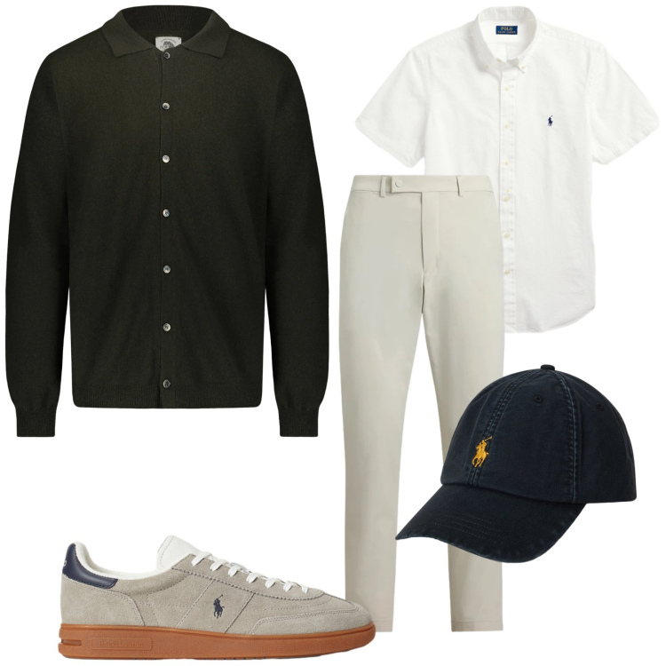 Outfit uomo - Total look #2374987. Stile Trendy per Tutti i giorni. Abbinamento con pantaloni, sneakers, camicie a manica corta, cappelli con visiera, polo.