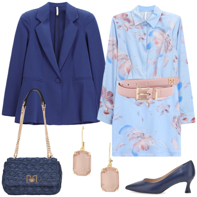 Outfit donna - Total look #2374990. Stile Romantica per Tutti i giorni. Abbinamento con vestiti corti, blazer, cinture, borse a spalla, orecchini, décolleté.