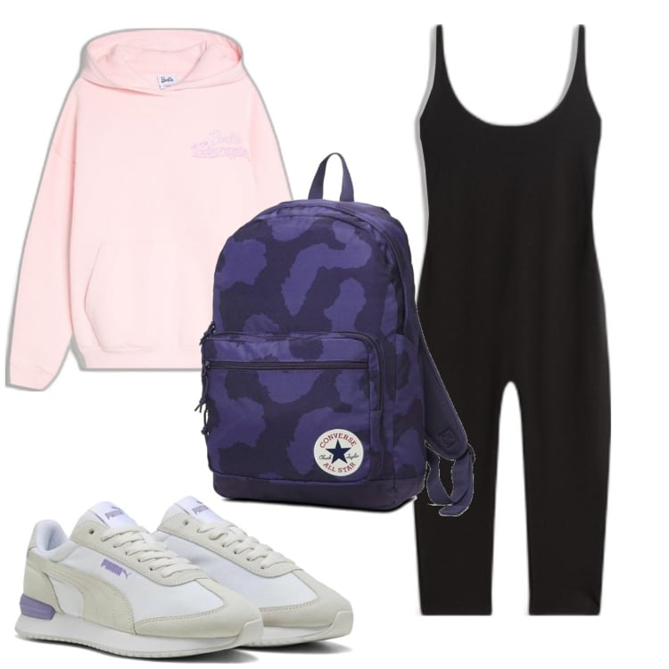 Outfit mujer - Deportes. Estilo Casual para Deporte. Combinación con sneakers, mochilas, chándales, sudaderas con capucha.