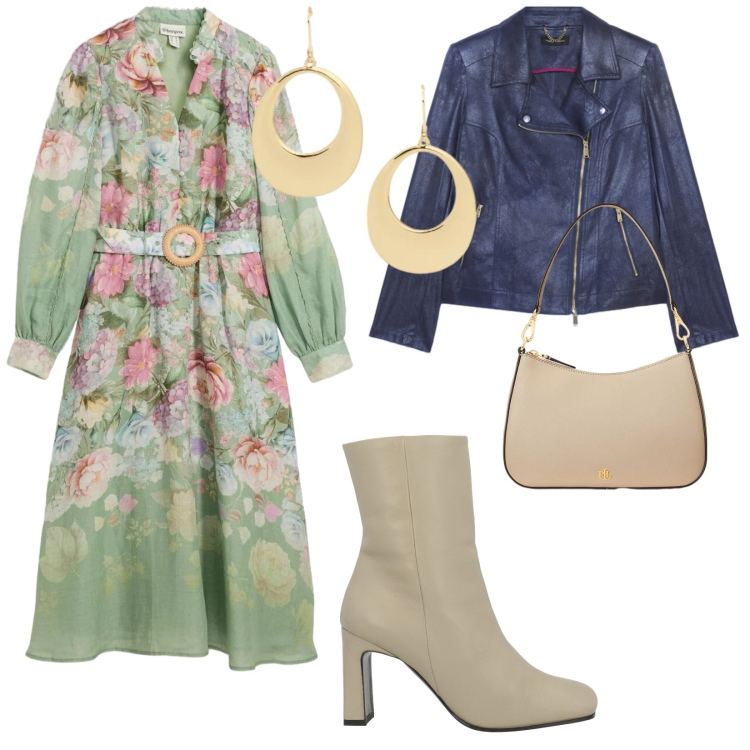 Outfit donna - Curvy style. per Ufficio. Abbinamento con stivaletti, vestiti midi/longuette, blazer, borse a spalla, orecchini.