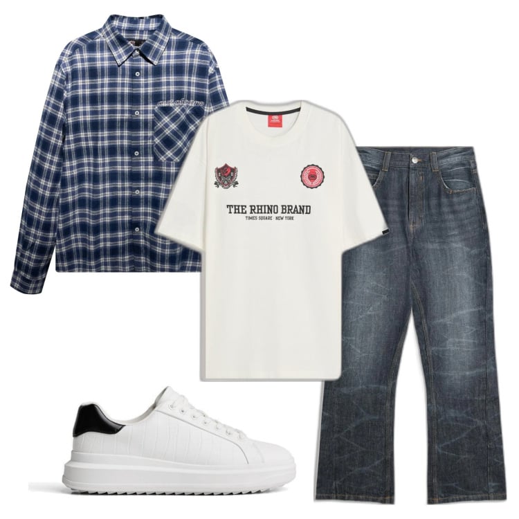 Outfit hombre - Urban look. Estilo Urban para Todos los días. Combinación con vaqueros, camiseta, camisas, sneakers.