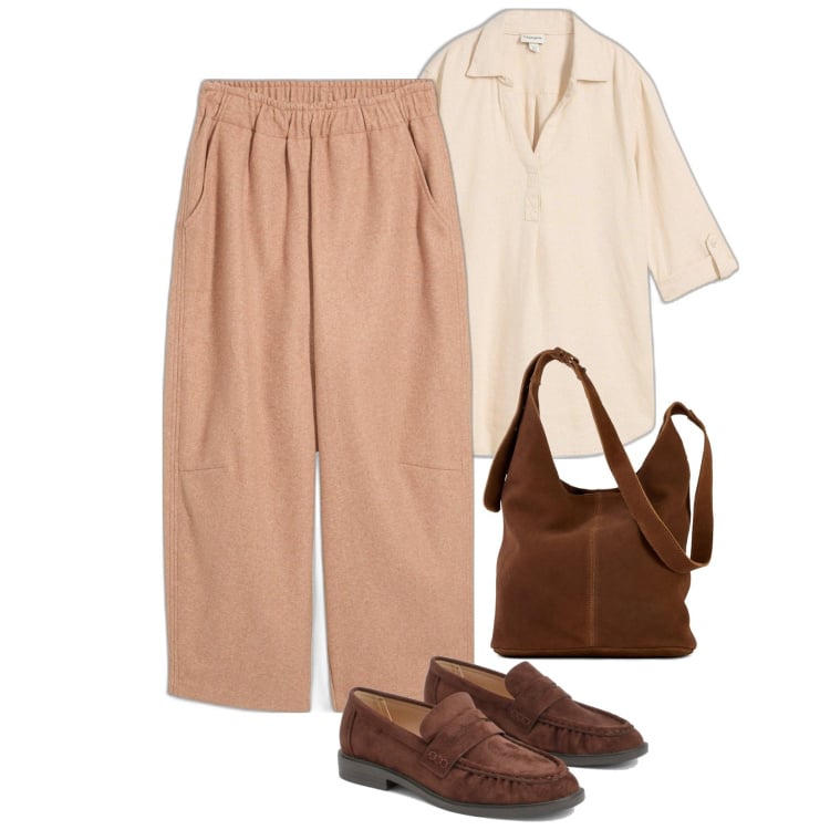 Outfit femme - Mocassins. Style Casual pour Bureau. Assortir avec sacs en bandoulière, tuniques, pantalon , mocassins.