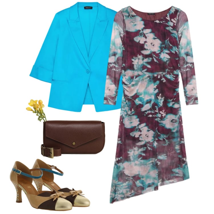 Outfit donna - Curve in movimento. Stile Chic per Cerimonia. Abbinamento con décolleté, vestiti lunghi, borse a tracolla, blazer.