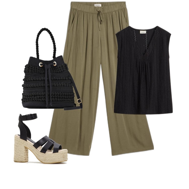 Outfit femme - Top broderie anglaise. Style Romantique pour Tous les jours. Assortir avec sandales à talon, sacs seau, pantalon , hauts.