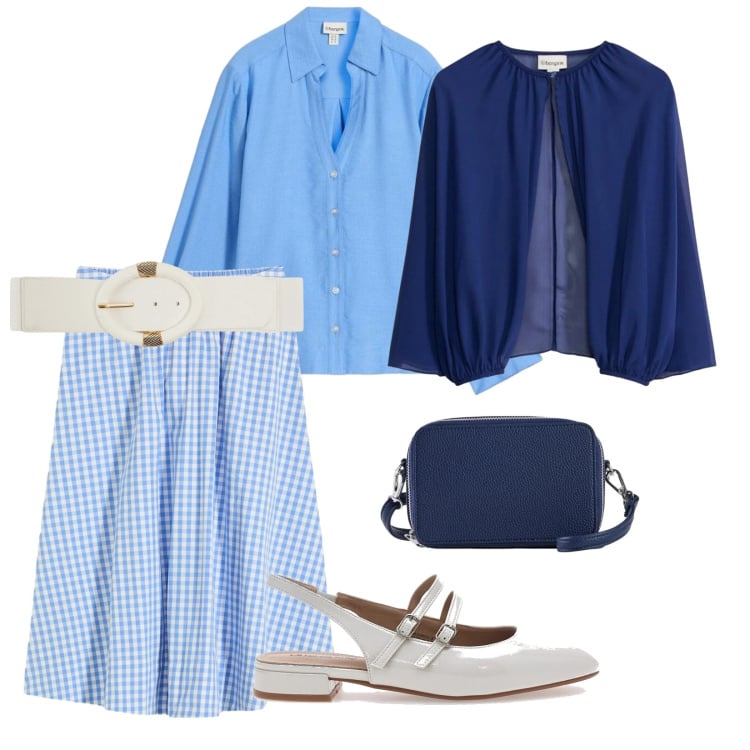 Outfit donna - Curvy style. per Tutti i giorni. Abbinamento con borse a tracolla, gonne longuette, camicie, bolero, cinture, ballerine.