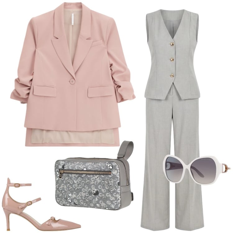 Outfit donna - Total look #2375130. Stile Chic per Ufficio. Abbinamento con marsupi, décolleté, blazer, tute, occhiali da sole.