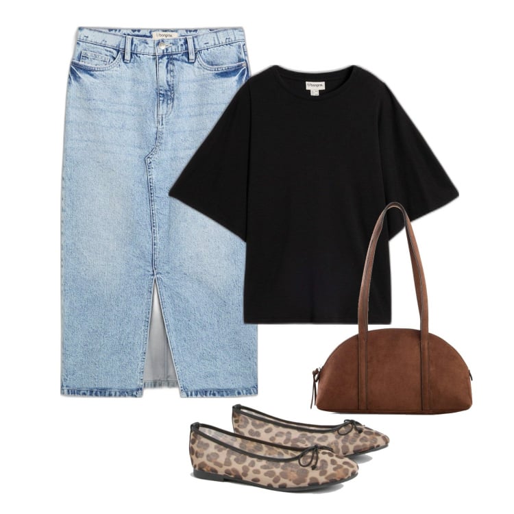 Outfit femme - Ballerines Léopard. Style Tendance pour Tous les jours. Assortir avec sacs en bandoulière, jupes longues, t-shirts, ballerines.