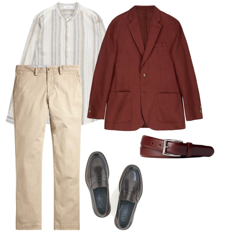 Outfit uomo - Cerimonia informale. per Cerimonia. Abbinamento con camicie, cinture, pantaloni, giacche, scarpe stringate.