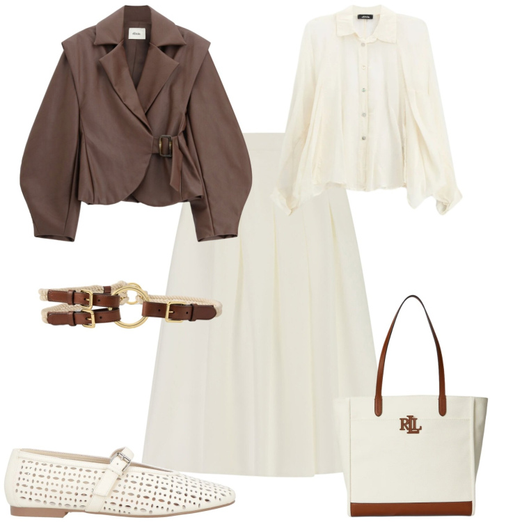 Outfit donna - Chic ogni giorno. Stile Chic per Tutti i giorni. Abbinamento con ballerine, camicie, blazer, gonne longuette, cinture, borse tote.