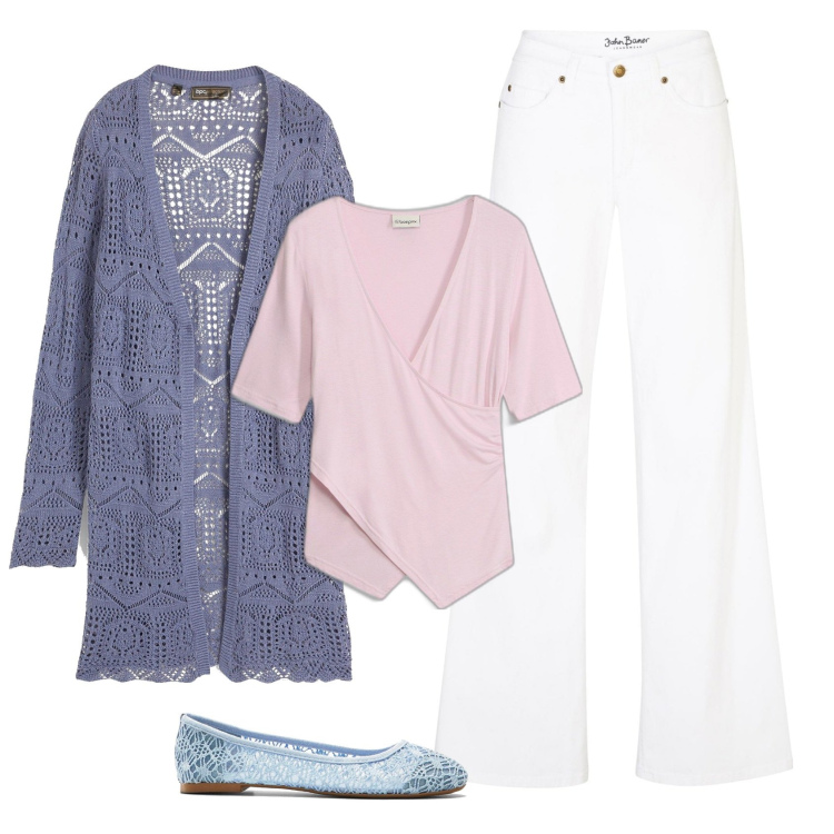 Outfit femme - Pastel & Crochet. Style Romantique pour Tous les jours. Assortir avec pulls, jeans, ballerines, t-shirts.