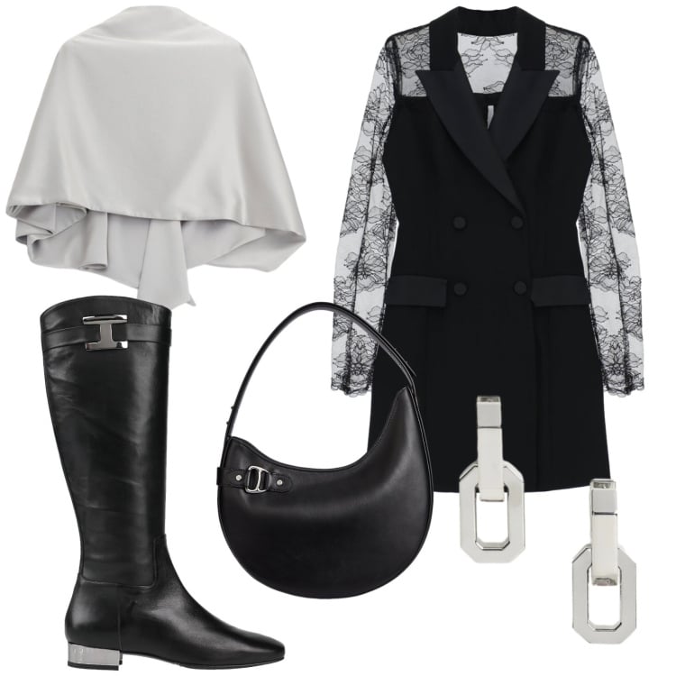 Outfit donna - Gli stivali Boldinini. Stile Vintage retrò per Serata fuori. Abbinamento con stivali, scialli, vestiti corti, borse a spalla, orecchini.