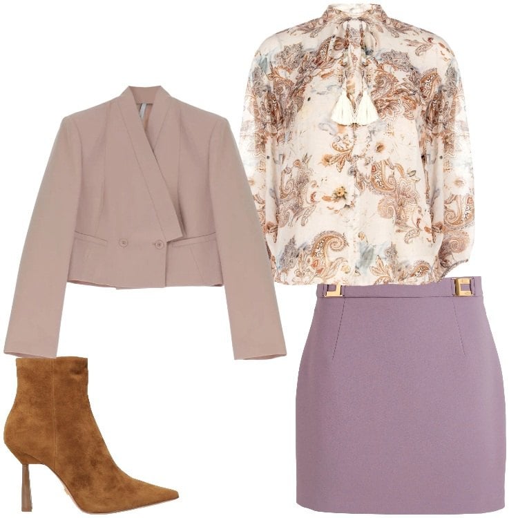 Outfit donna - Superchic. Stile Chic per Serata fuori. Abbinamento con minigonne, stivaletti, blazer, bluse.