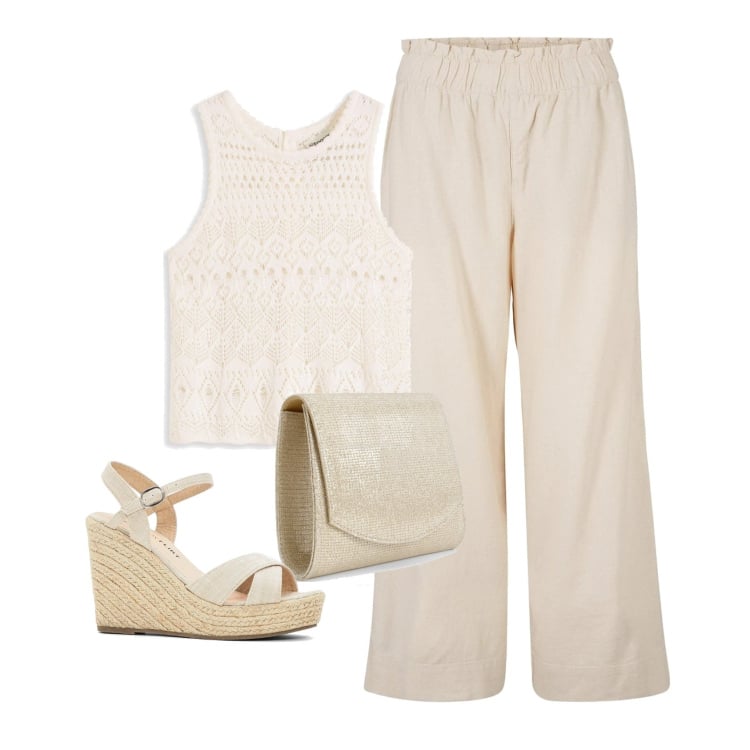 Outfit femme - Le Top en Crochet. Style Boho pour Tous les jours. Assortir avec chaussures à semelle compensée, jupe-culotte, bralette, pochette.