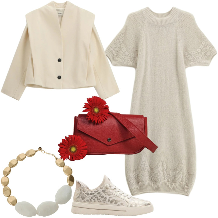 Outfit donna - Dona carattere al tuo look. Stile Trendy per Tutti i giorni. Abbinamento con sneakers, borse a tracolla, collane, vestiti corti, blazer.