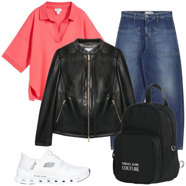 Outfit donna - Total look #2375342. Stile Urban per Tutti i giorni. Abbinamento con zaini, polo, giacche, jeans, scarpe sportive.