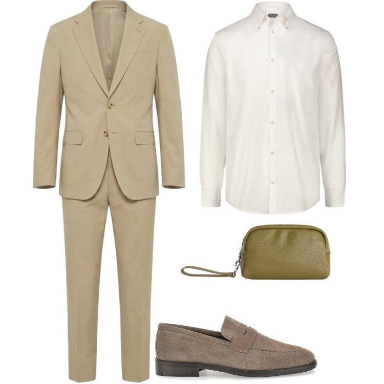Outfit uomo - Abito uomo tinta unita regular fit. Stile Business/Elegante per Ufficio. Abbinamento con borse sportive, abiti, scarpe stringate, camicie.