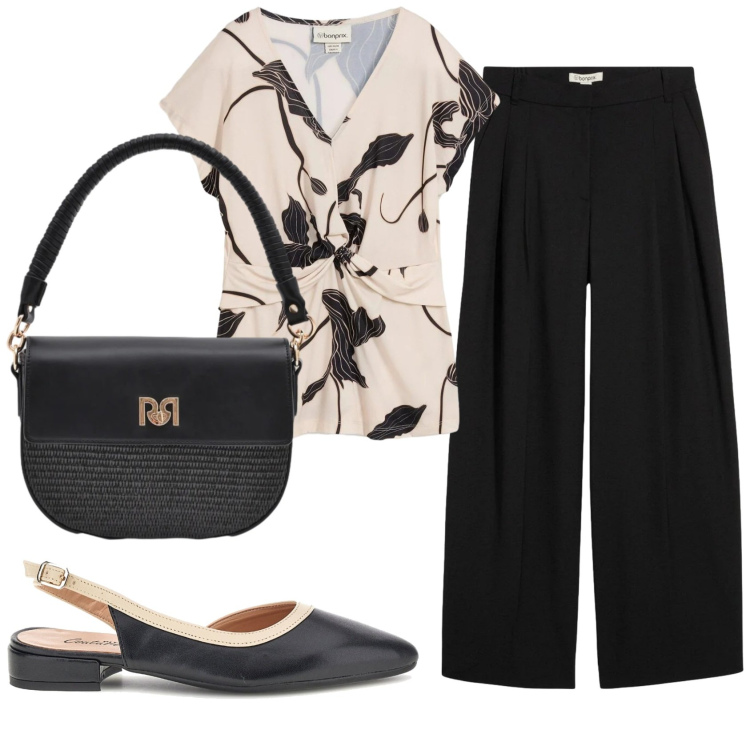 Outfit donna - Total look #2375409. Stile Romantica per Ufficio. Abbinamento con pantaloni, bluse, borse a spalla, sandali.